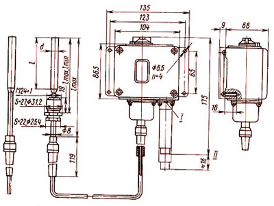 Рис.1. Габаритный чертеж датчика-реле ТР-К-02 для измерения температуры