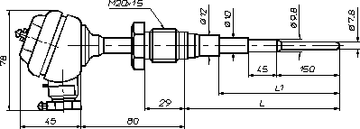 Габариты термопары ТСП-8042Р